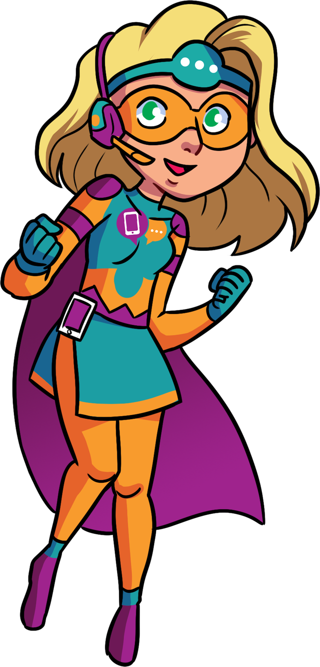 Contact hero Superwoman – Comic-Illustration der hey contact heroes